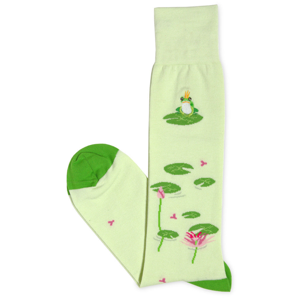 Frog Themed Pima Cotton Full-Calf Dress Socks