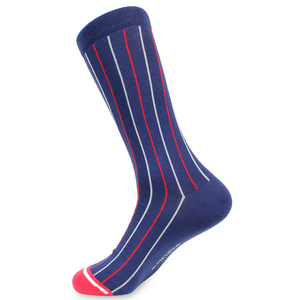 Men's Red, White, and Blue Ribbed Dress Socks by Soxfords