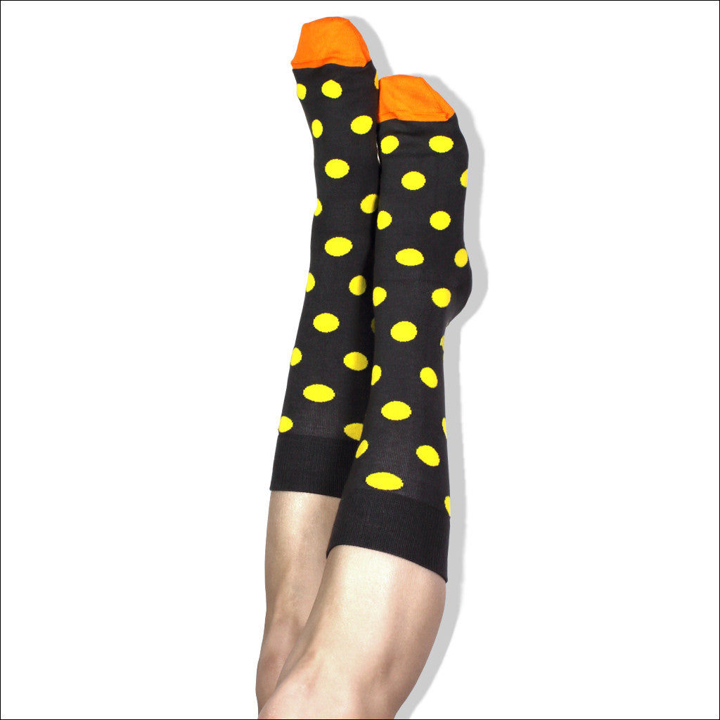 Women's Rubber duck themed Polka Dot Pima cotton dress socks by Soxfords