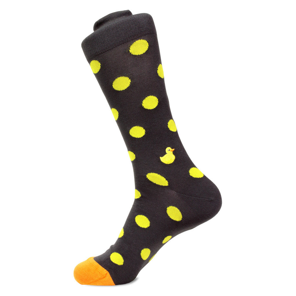 Women's Rubber duck themed Polka Dot Pima cotton dress socks by Soxfords