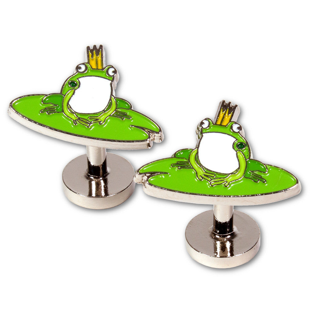"Frog Prince" Enameled Cuff Links by Soxfords