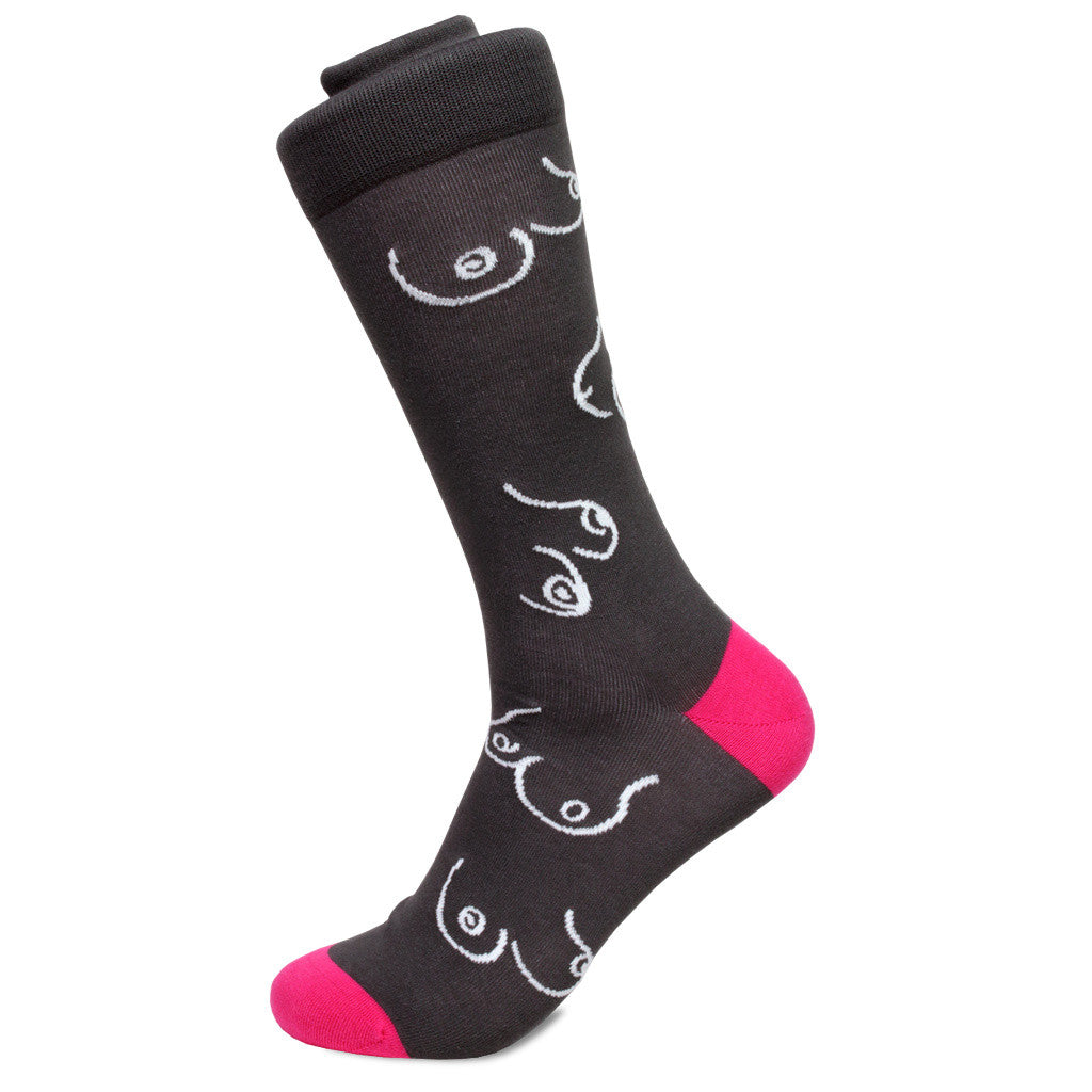 Women's "Boobies" Themed Dress Socks to Fight Breast Cancer