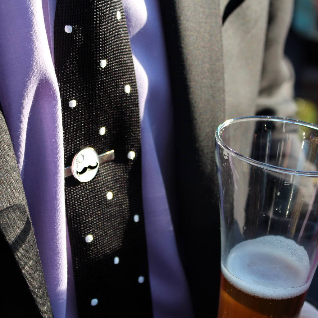 Mustache and Monocle Themed Cloisonne Tie Bar