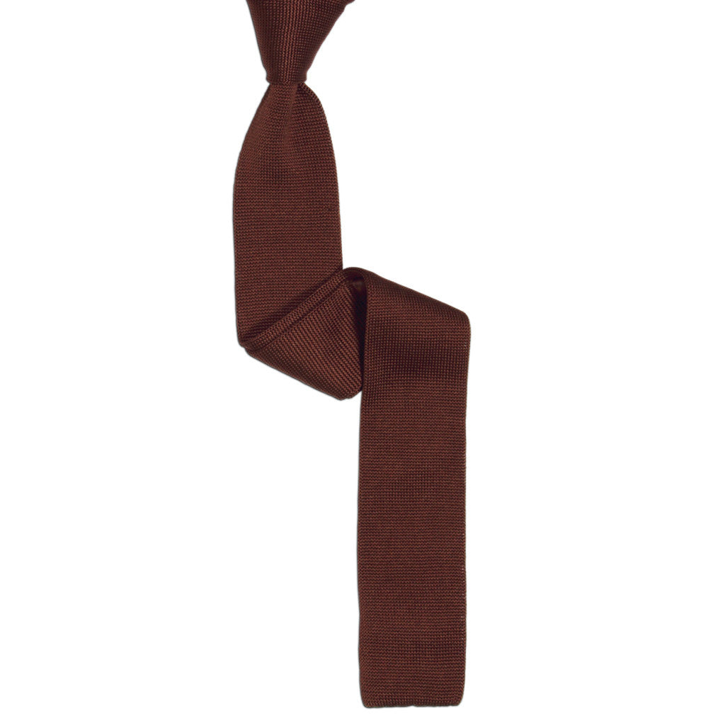 Solid Dark Brown Silk Knit Tie by Soxfords