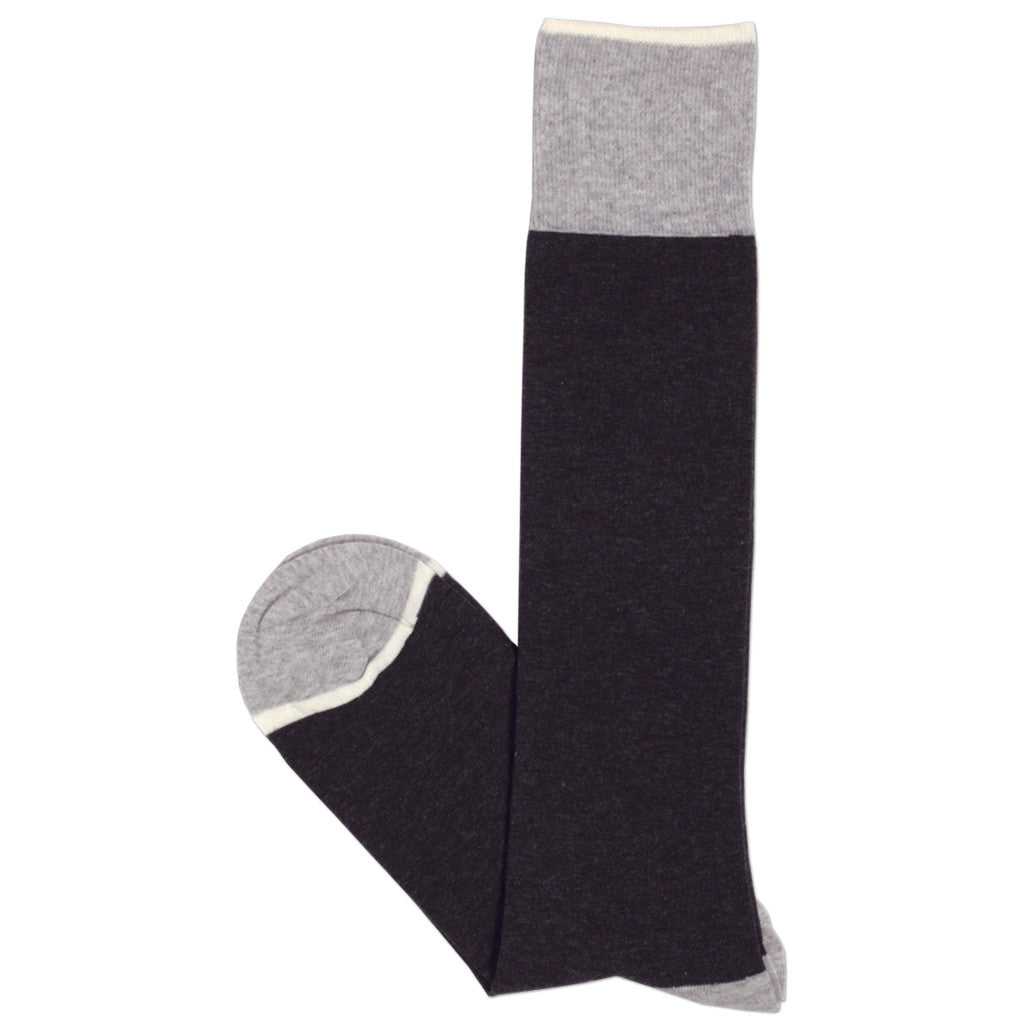 Dark grey heather Pima cotton socks with light grey accents by Soxfords