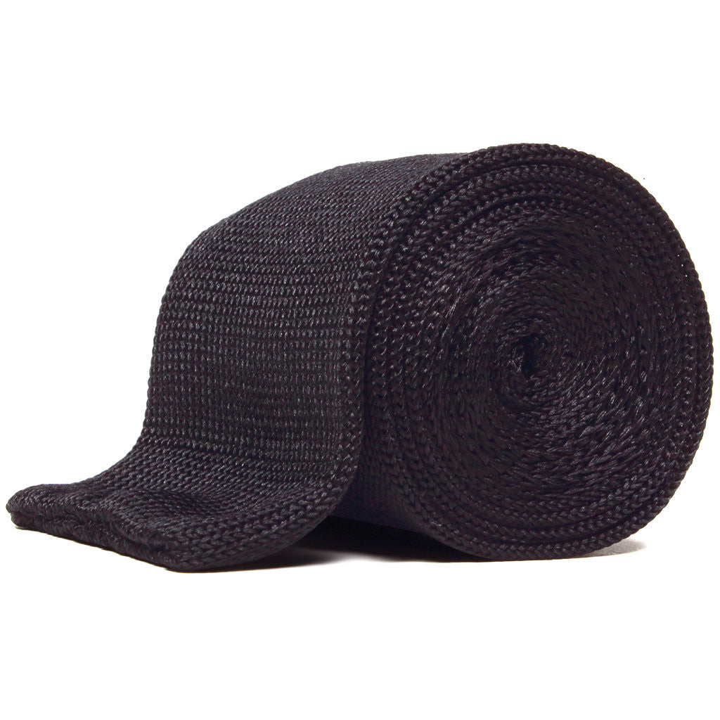 Solid black silk knit tie by Soxfords