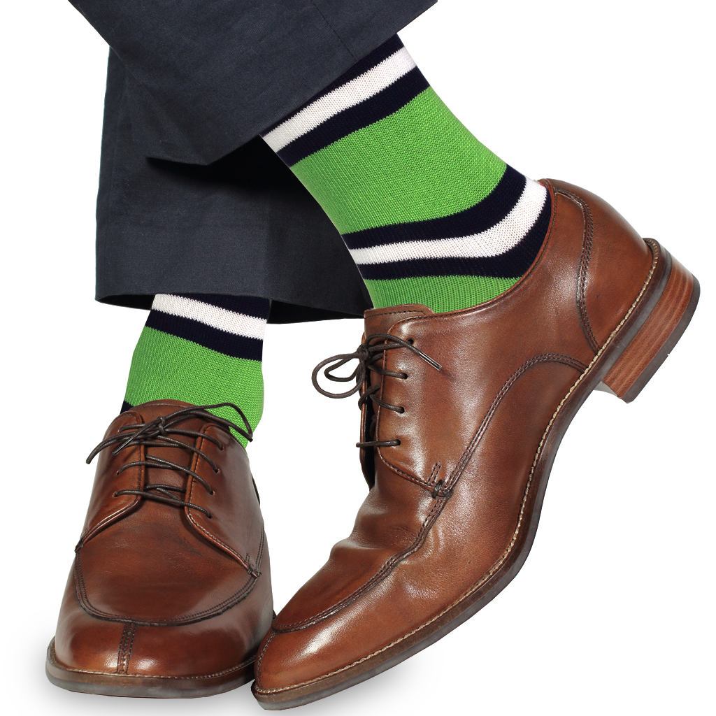 Bright green striped Pima cotton socks by Soxfords