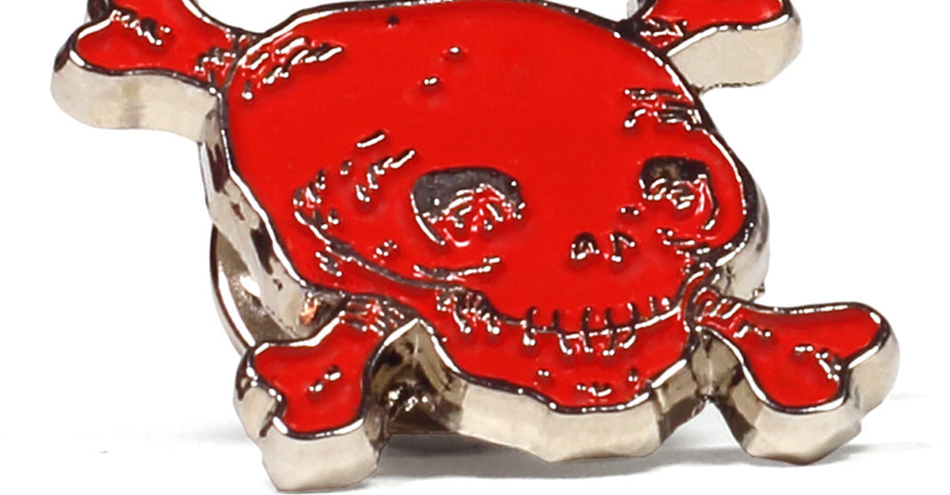 Red skull enamel lapel pin