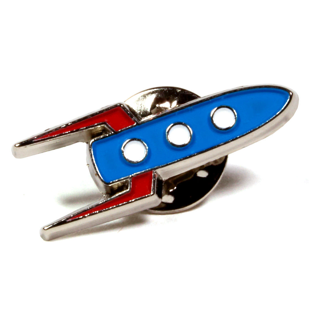 enamel rocket ship theme lapel pin