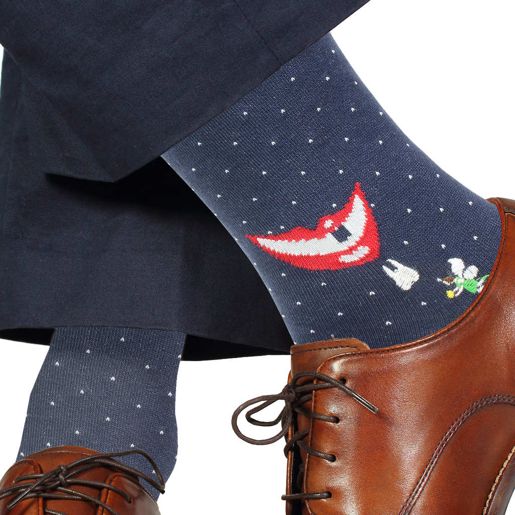 "Tooth Fairy" pattern Pima cotton socks by Soxfords