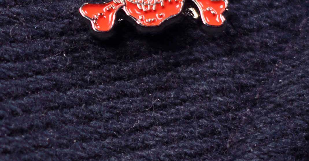 Red skull enamel lapel pin