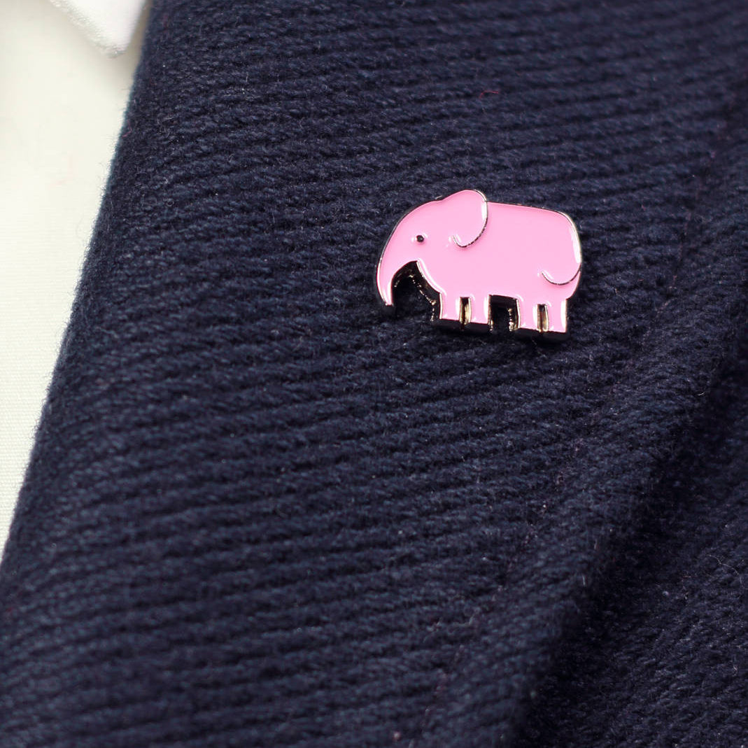 Pink elephant enamel lapel pin