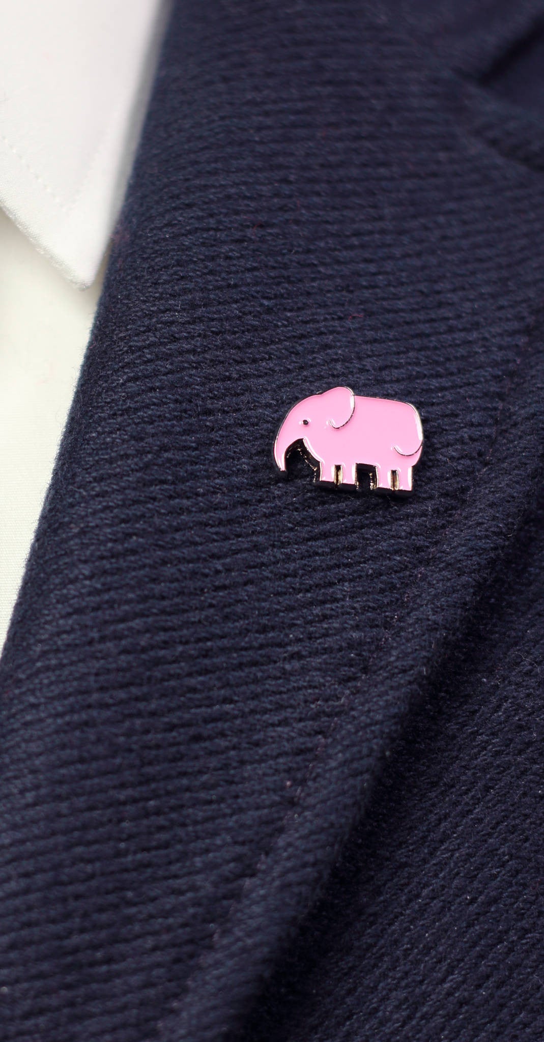Pink elephant enamel lapel pin