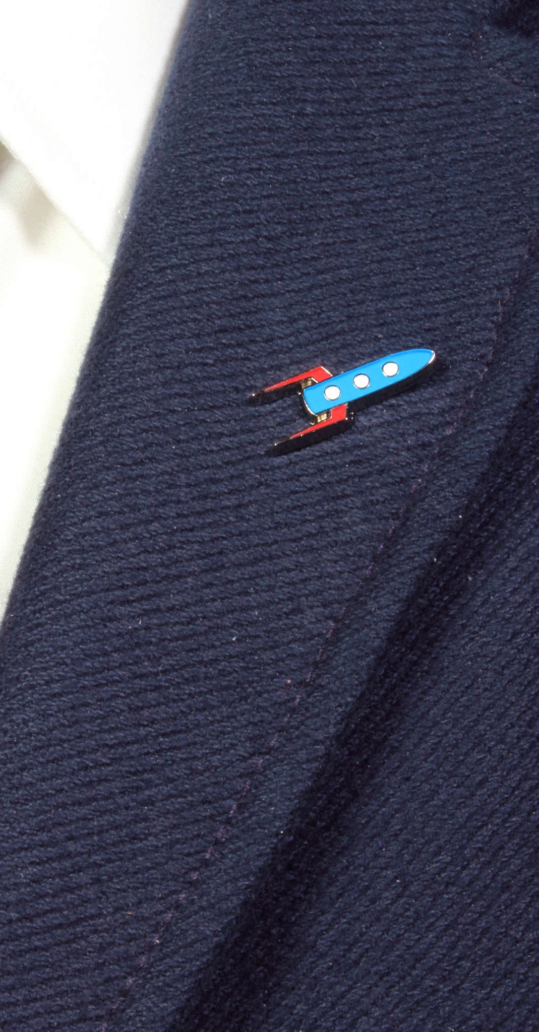 enamel rocket ship theme lapel pin