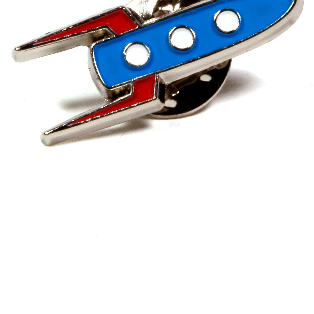 enamel rocket ship theme lapel pin