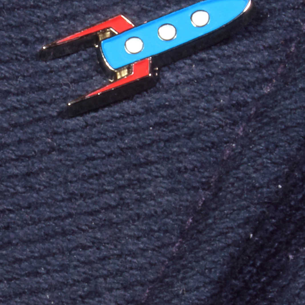 enamel rocket ship theme lapel pin