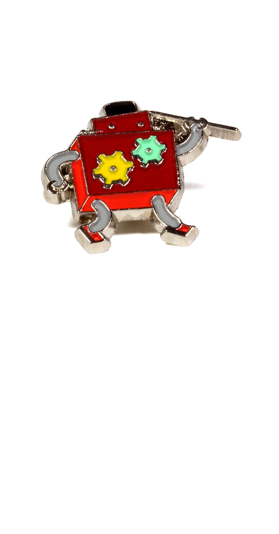 Red robot enamel pin