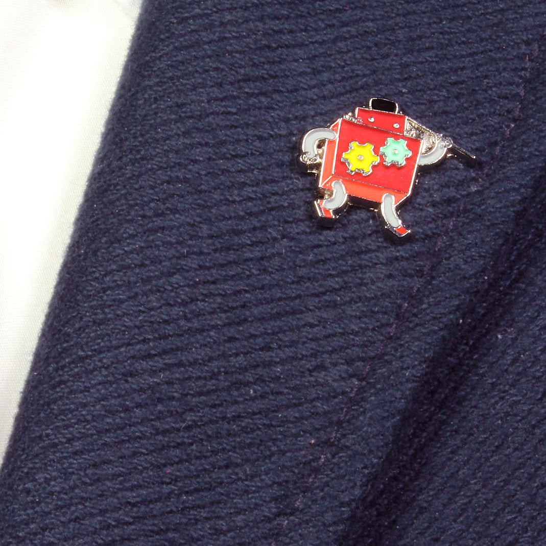 Red robot pin