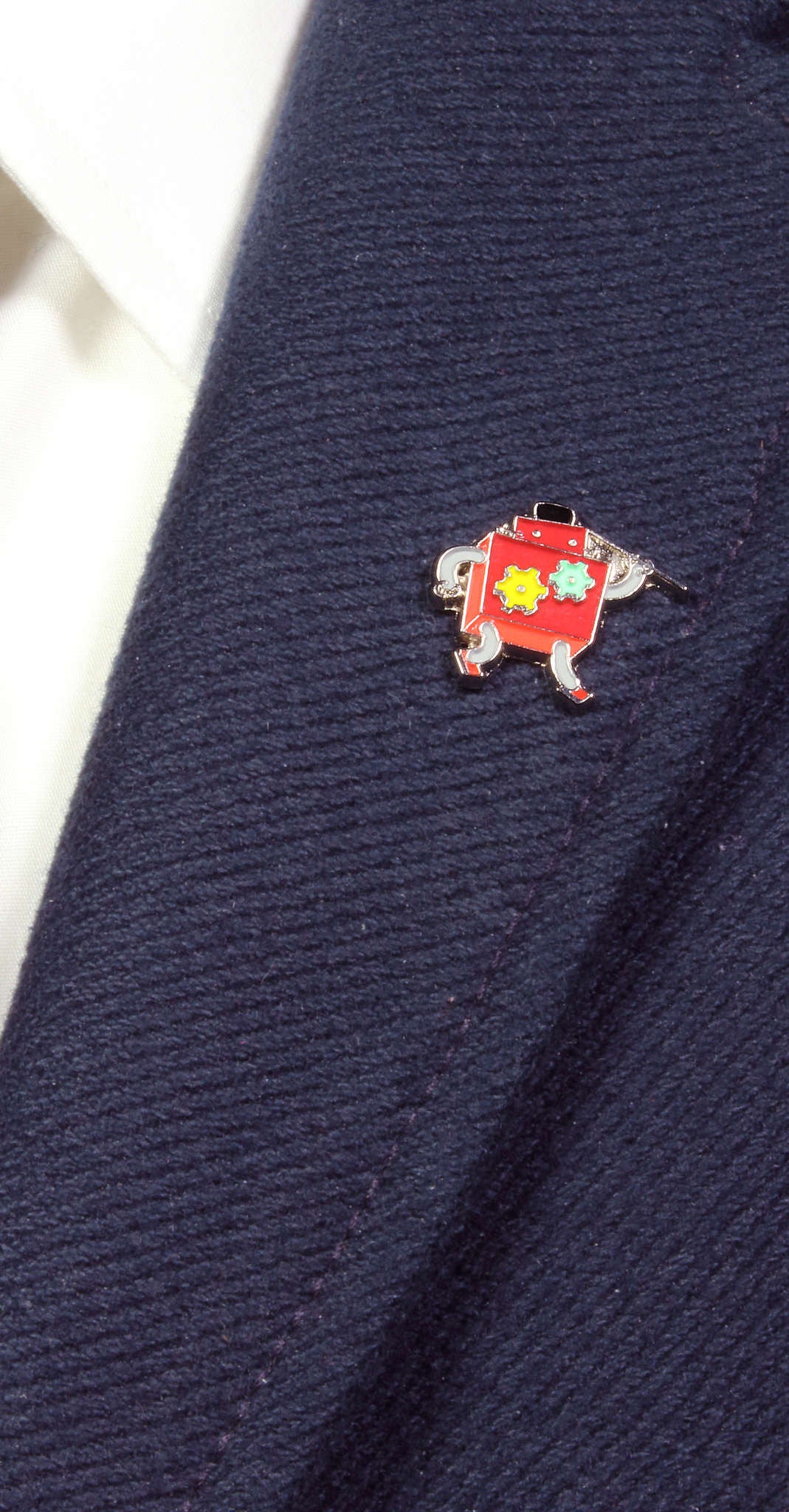 Red robot pin