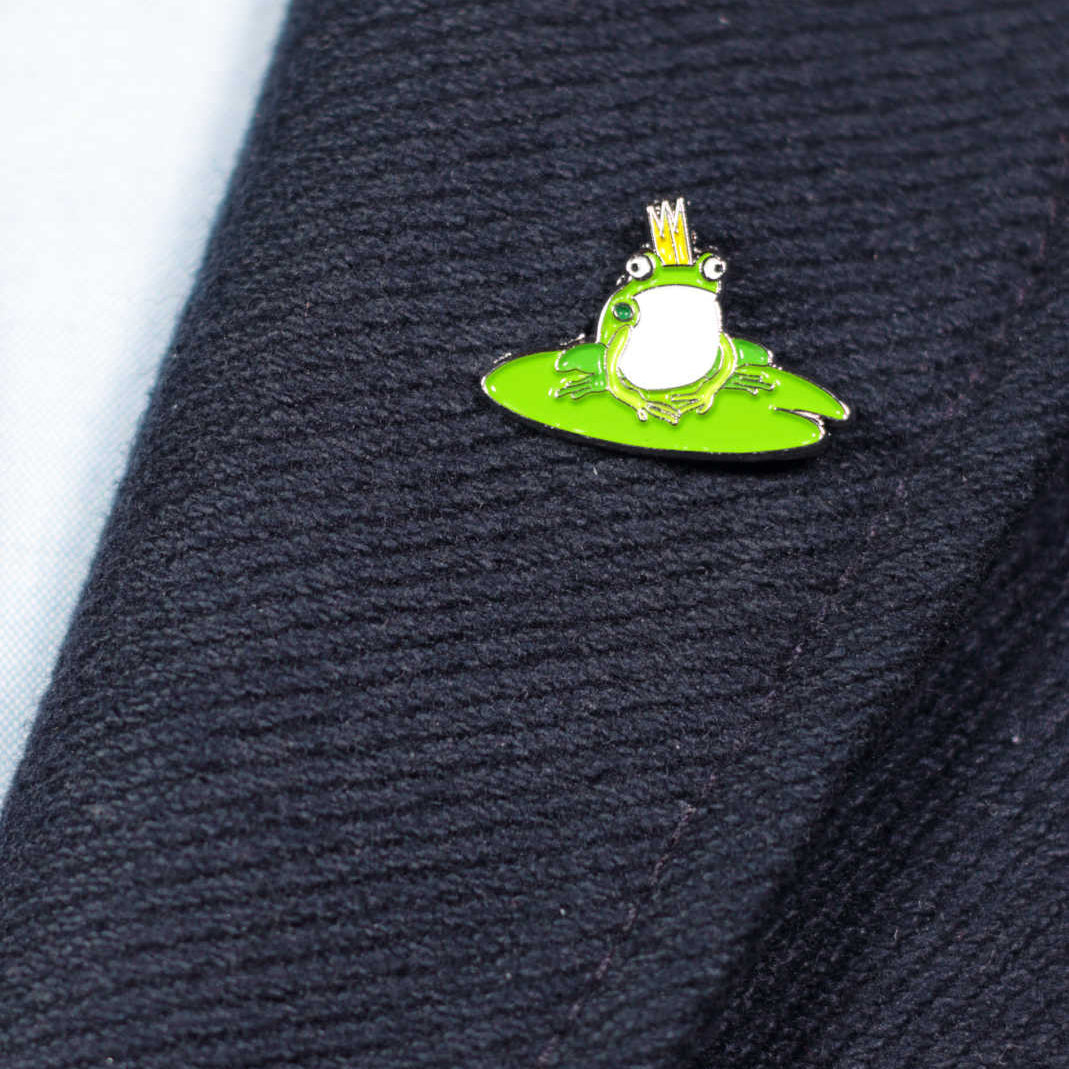 Frog prince enamel lapel pin