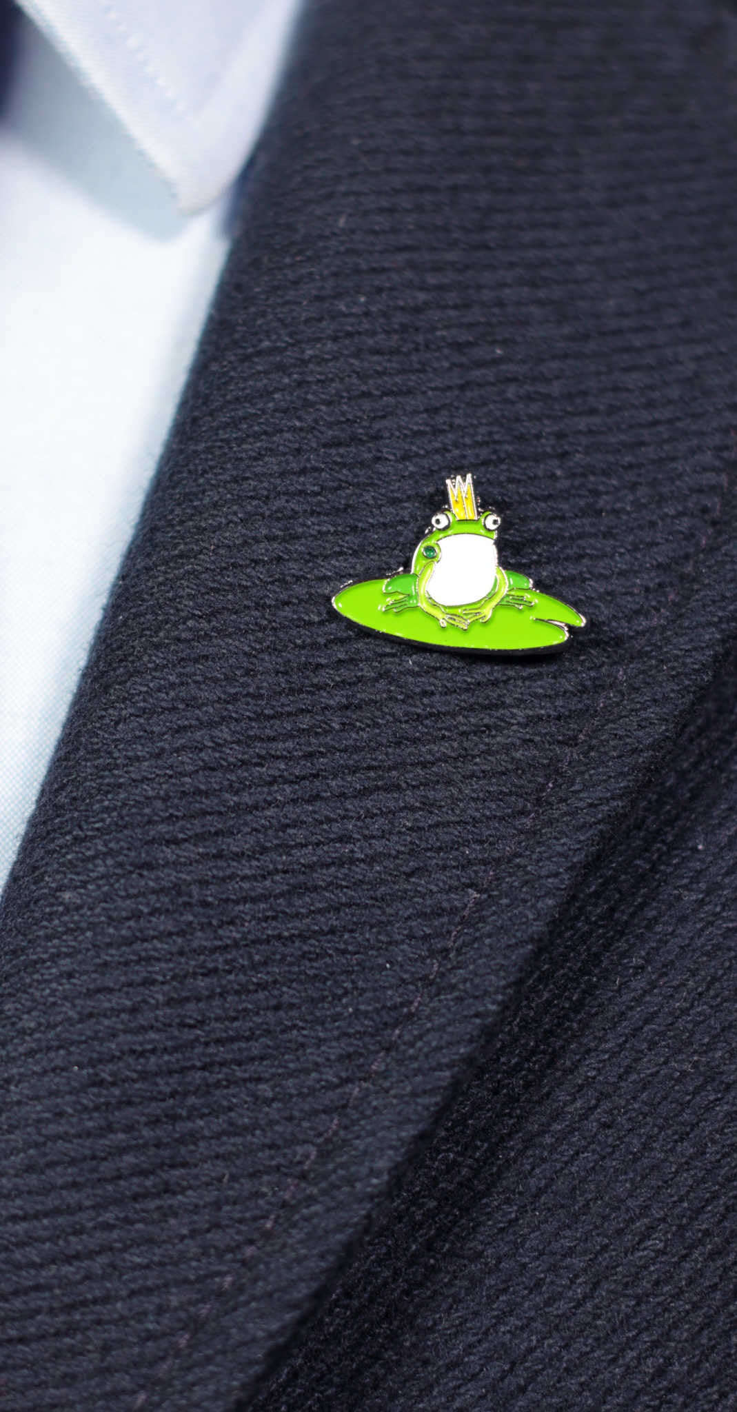 Green frog prince enamel pin