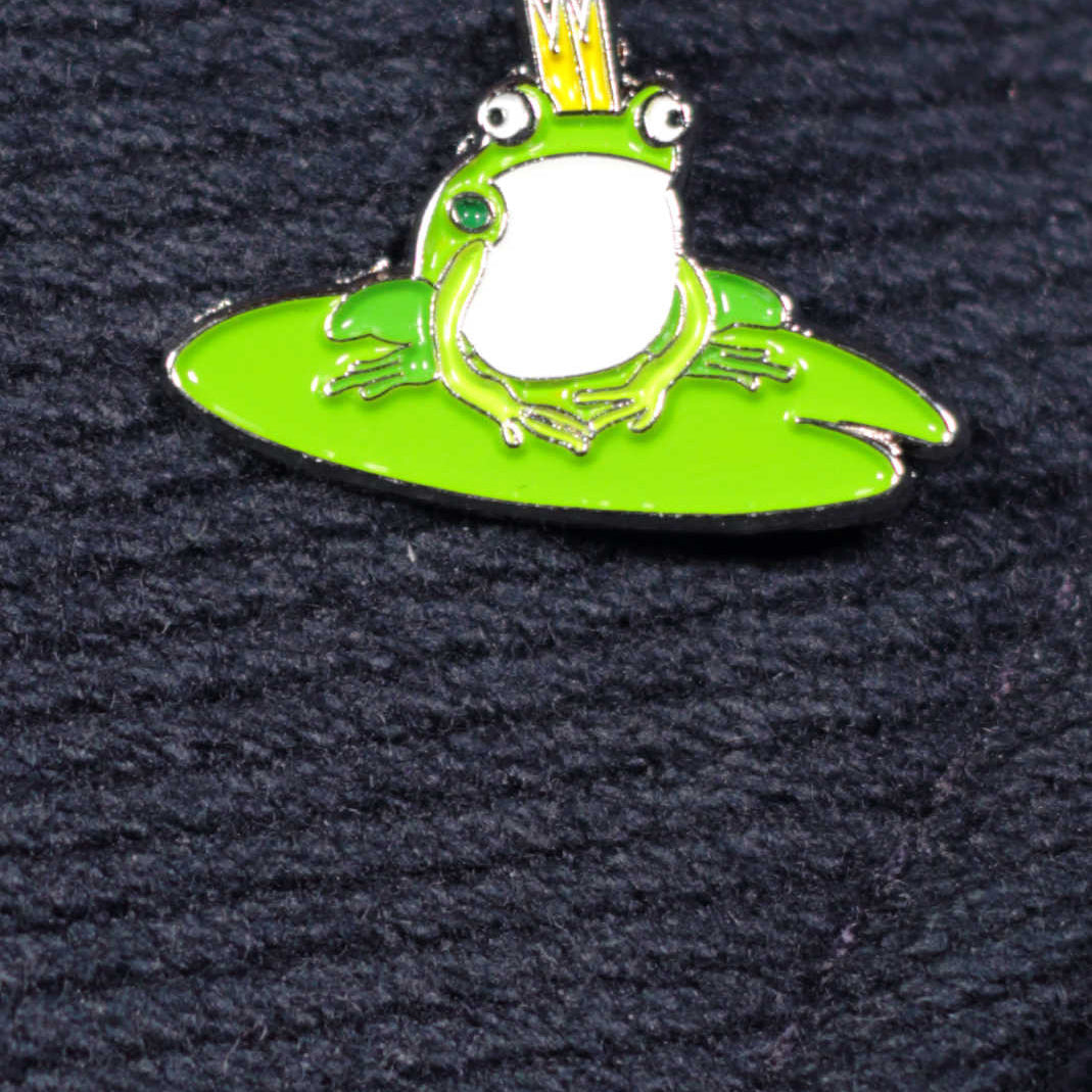 Frog prince enamel lapel pin