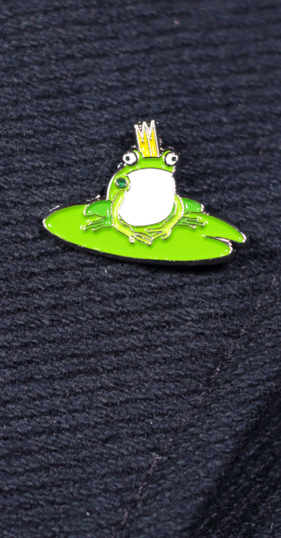 Frog prince enamel lapel pin