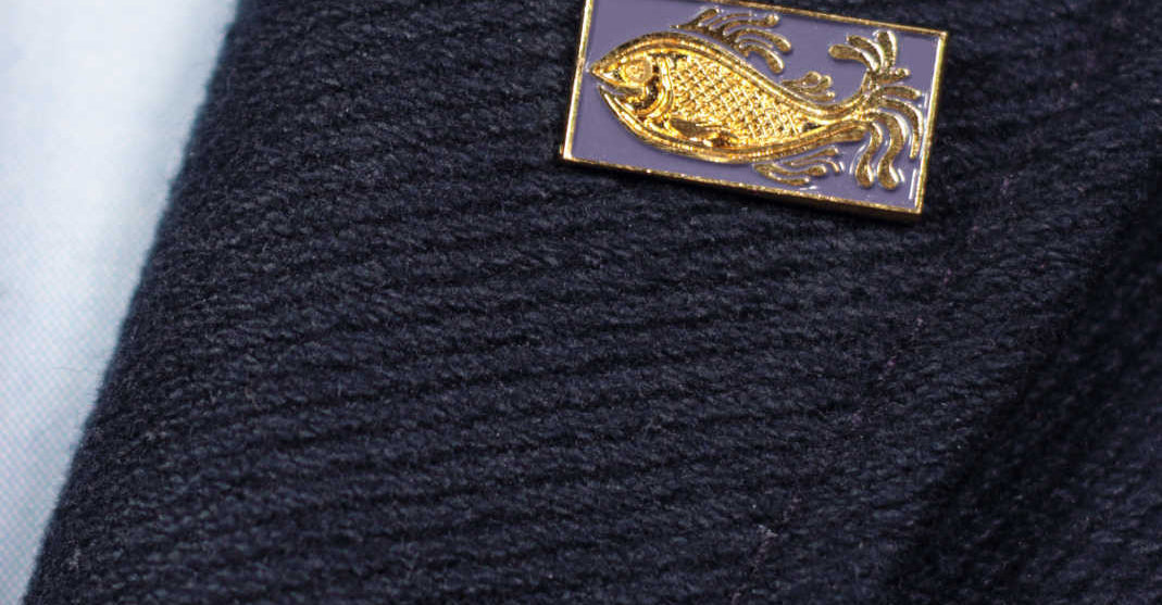 golden fish enamel lapel pin