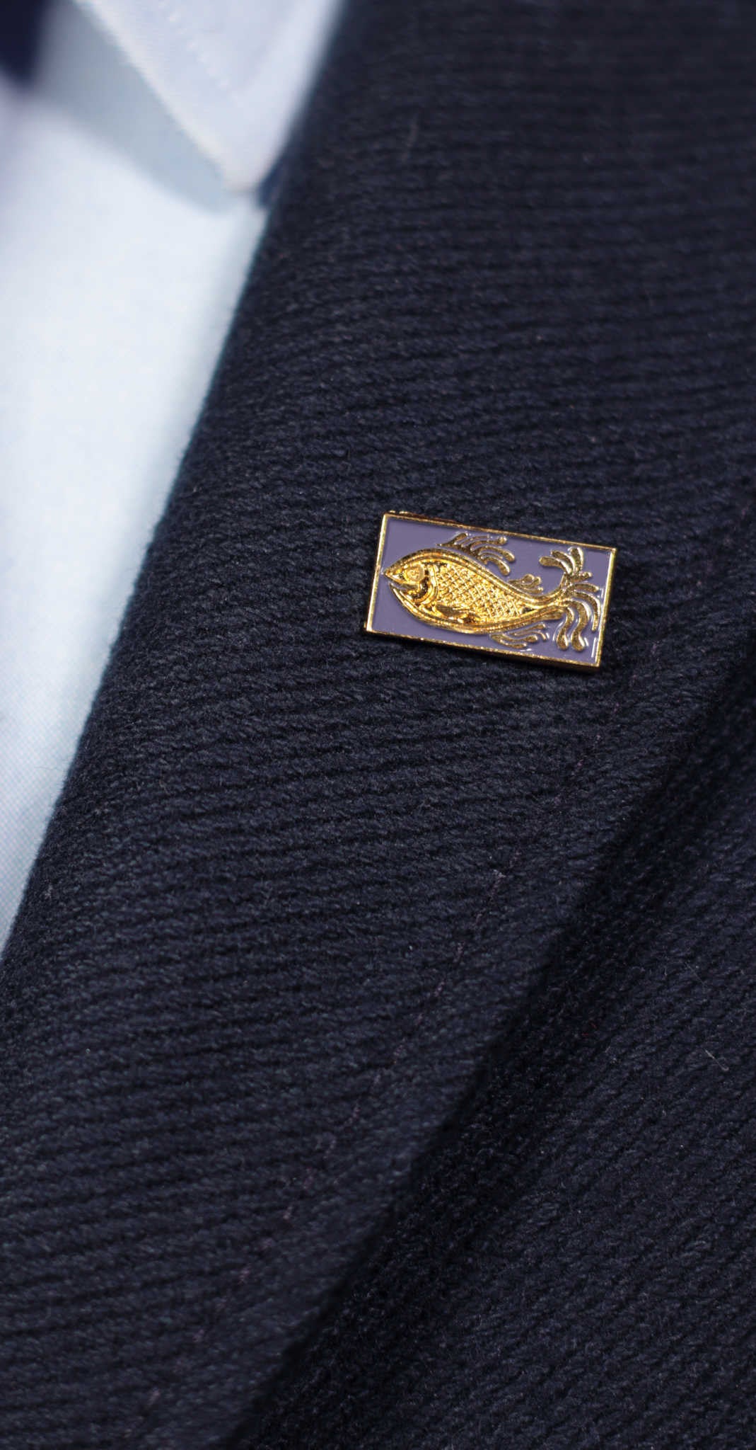 golden fish enamel lapel pin