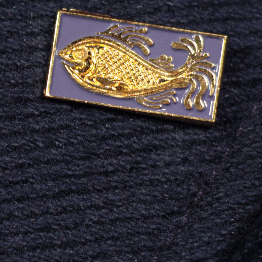 golden fish enamel lapel pin