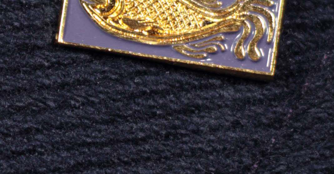 golden fish enamel lapel pin