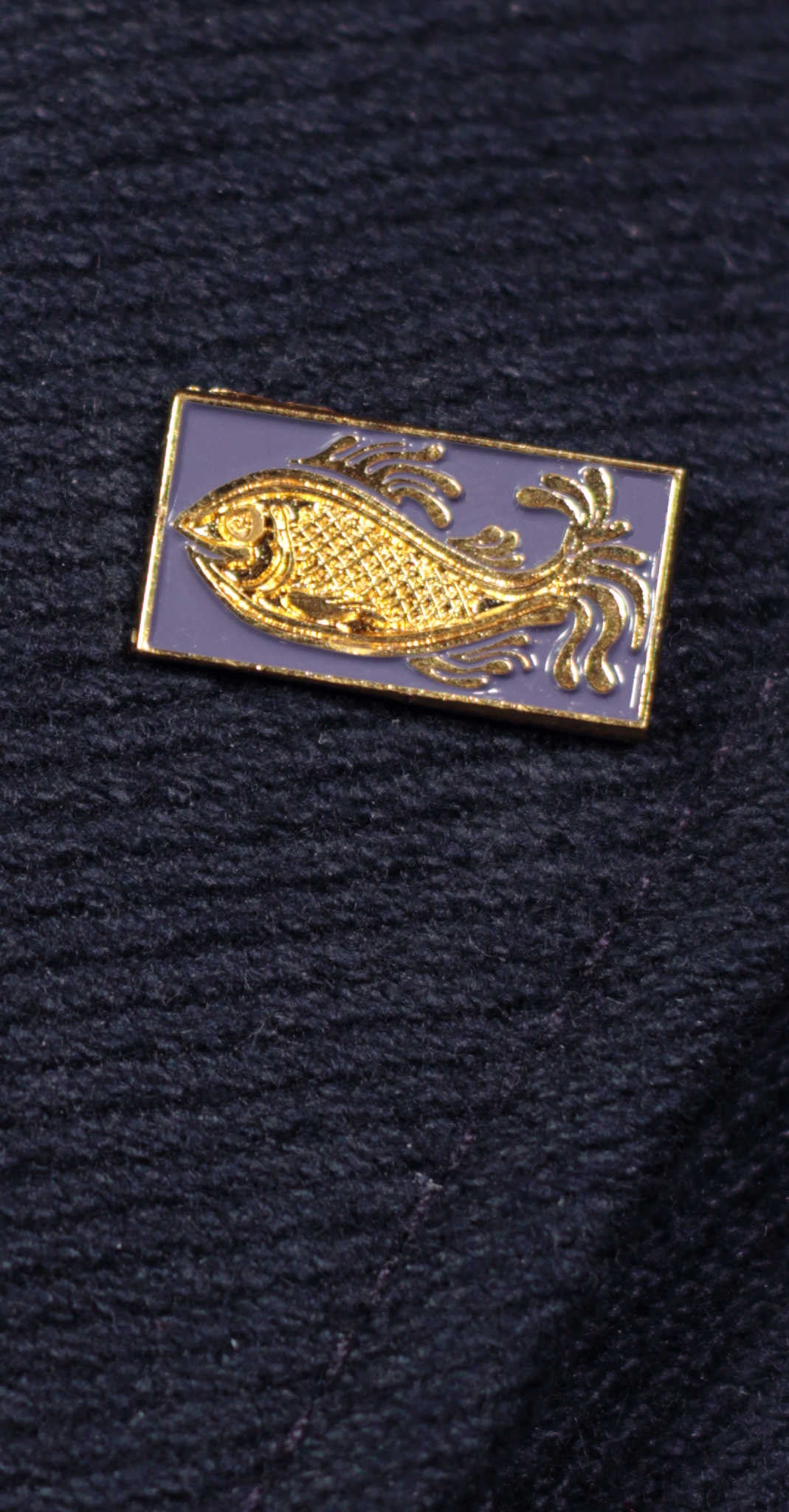 golden fish enamel lapel pin