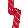 Red Skinny Silk Pointed-Tip Knit Tie with White Stripes