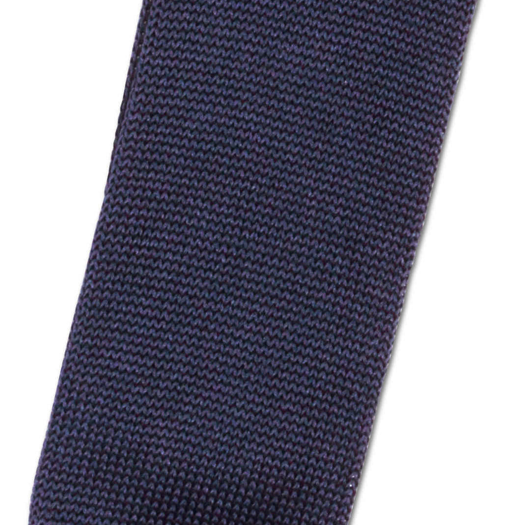 Dark blue knitted skinny silk tie 
