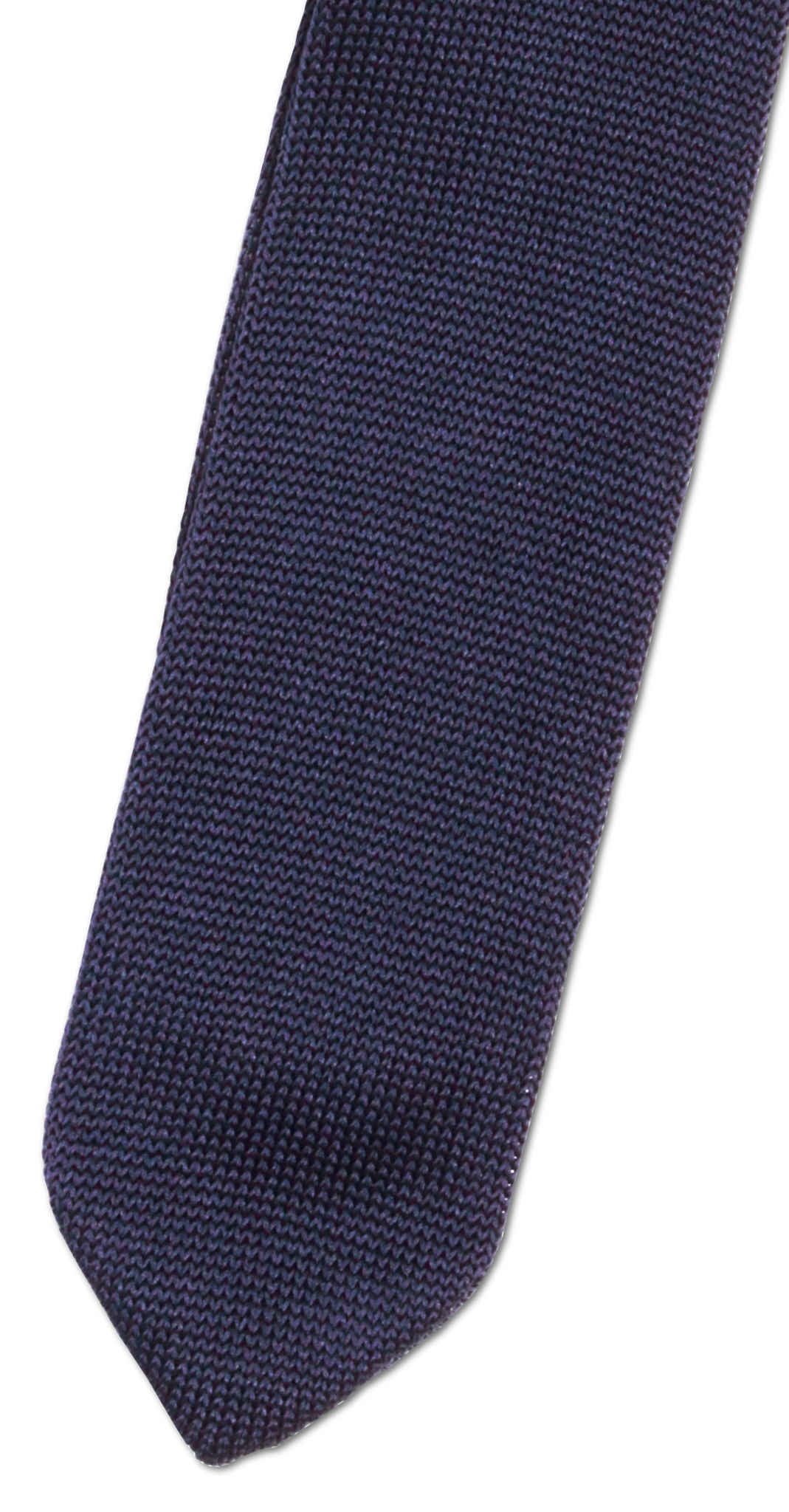 Dark blue knitted skinny silk tie 