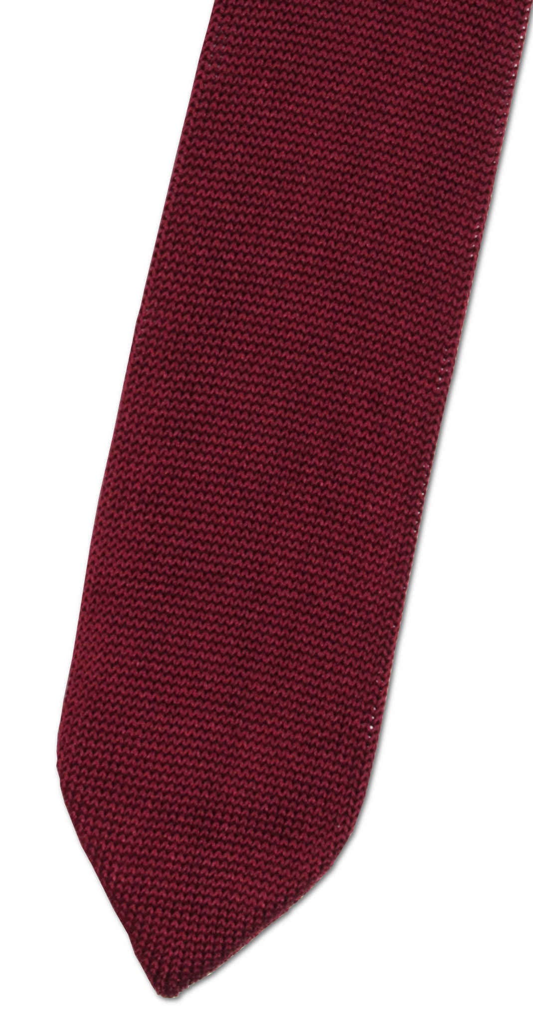 Dark red knitted skinny silk tie 
