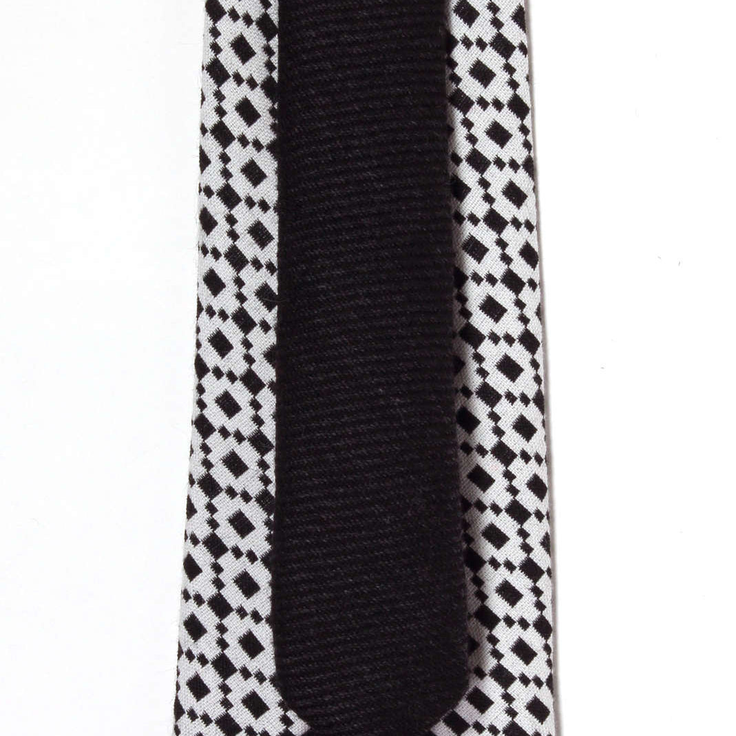 Black and white woven wool tie, hand-crafted in Brooklyn, NYC