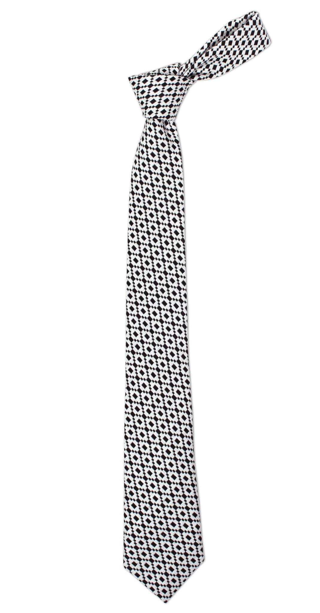 Black and white woven wool tie, hand-crafted in Brooklyn, NYC