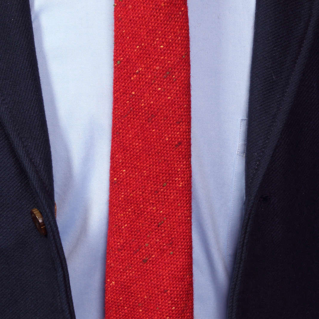 Red heavyweight wool tie, handcrafted in Brooklyn, New York