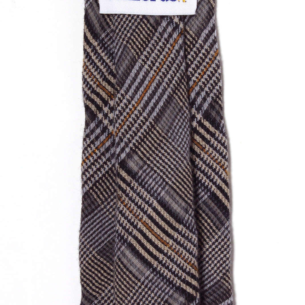 Blue and gold plaid wool tie, handcrafted in Brooklyn, New York
