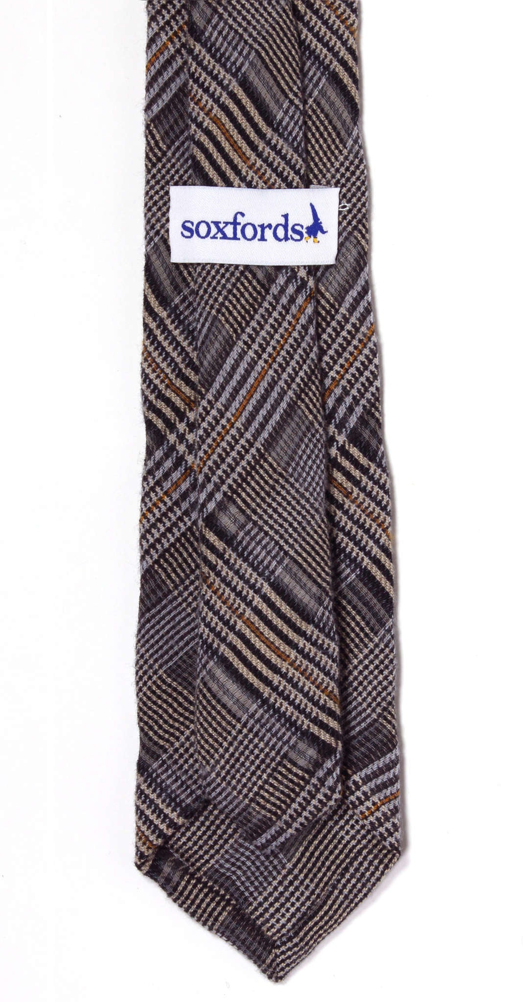 Blue and gold plaid wool tie, handcrafted in Brooklyn, New York