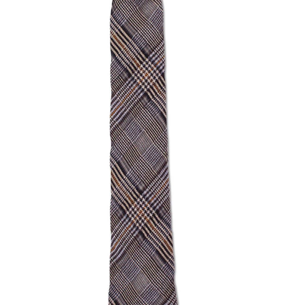 Blue and gold plaid wool tie, handcrafted in Brooklyn, New York