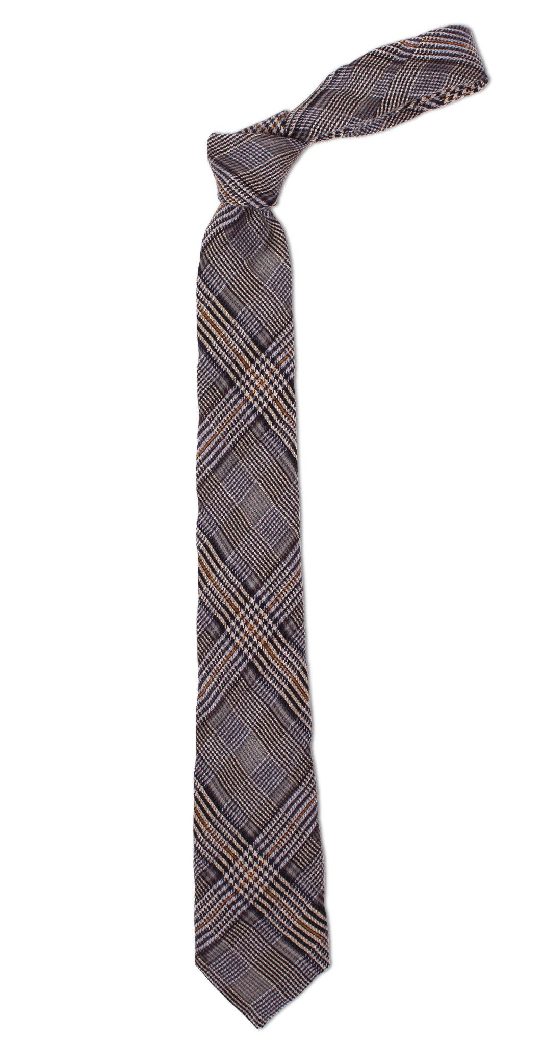 Blue and gold plaid wool tie, handcrafted in Brooklyn, New York