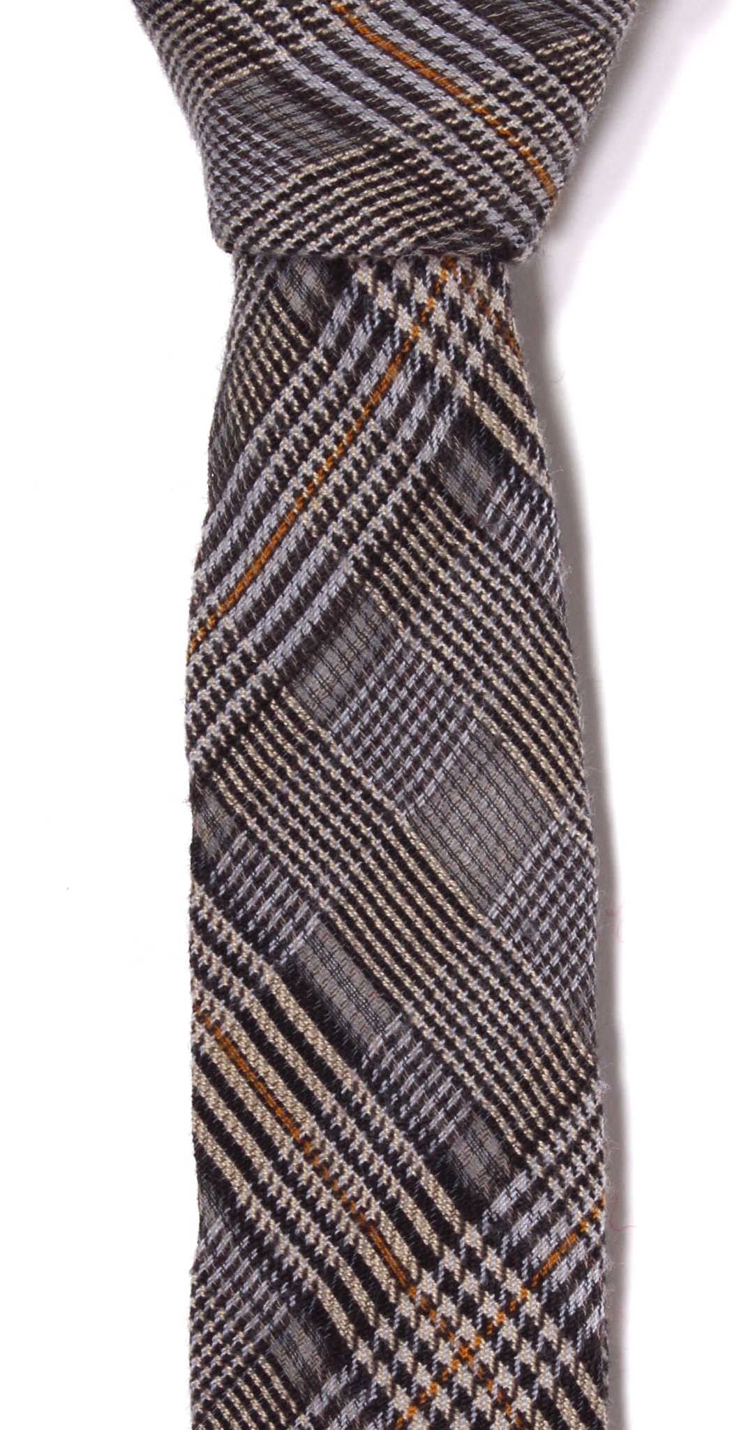 Blue and gold plaid wool tie, handcrafted in Brooklyn, New York