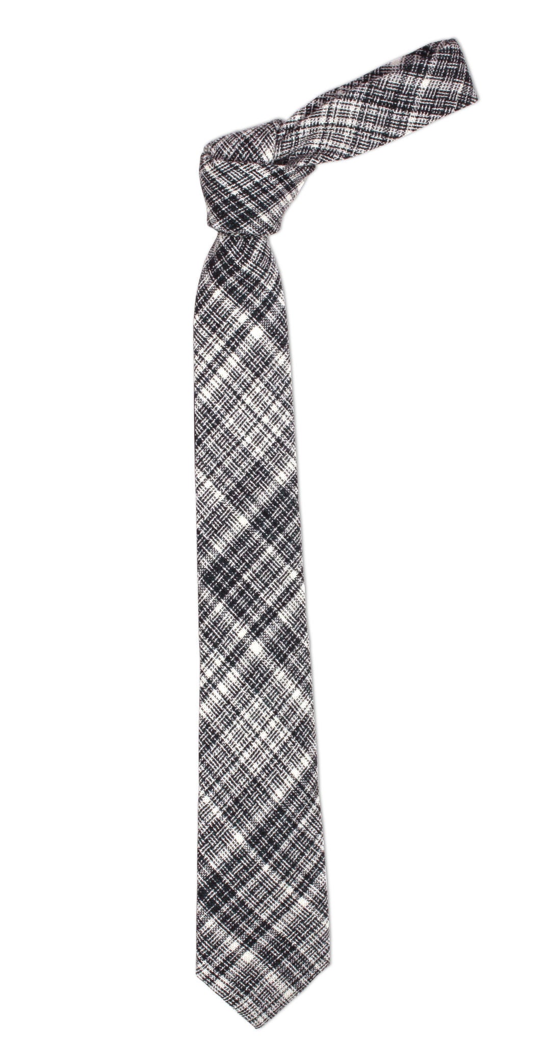 Blue plaid wool tie, handcrafted in Brooklyn, New York