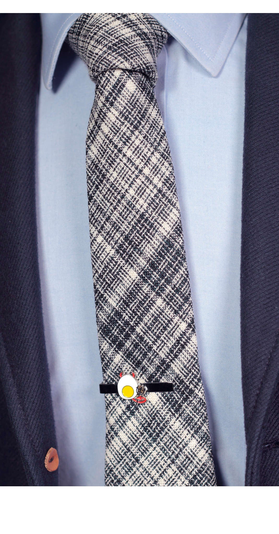 Blue plaid wool tie, handcrafted in Brooklyn, New York