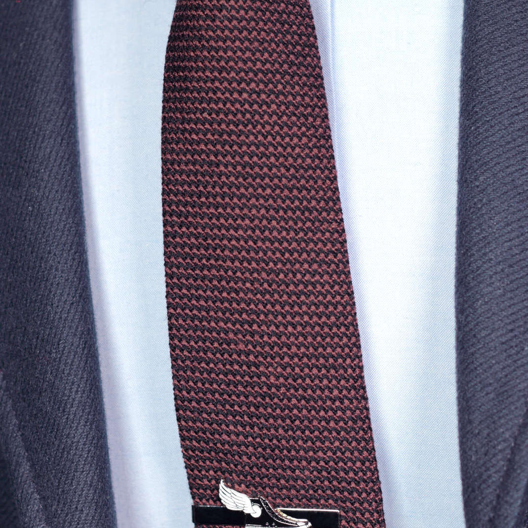 Brown texture woven wool tie, handmade in Brooklyn, New York