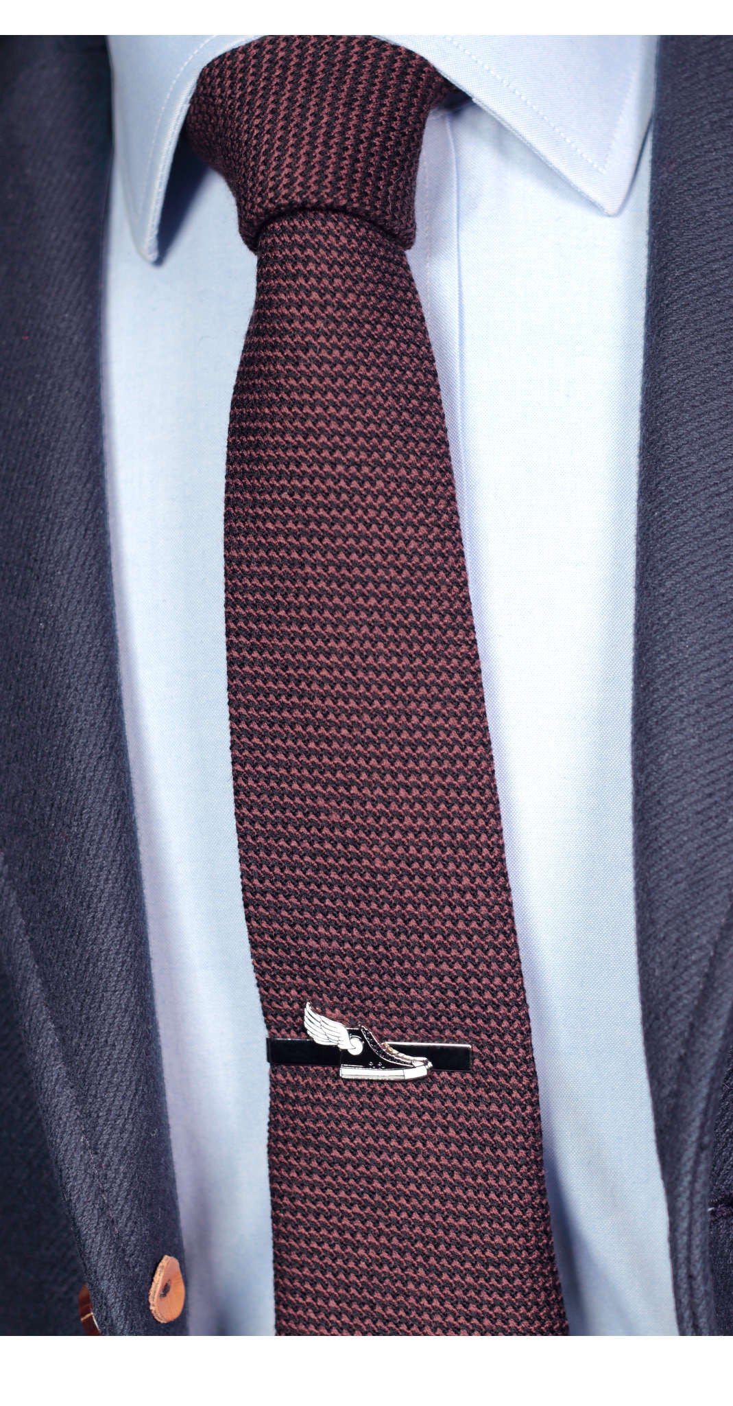 Brown texture woven wool tie, handmade in Brooklyn, New York