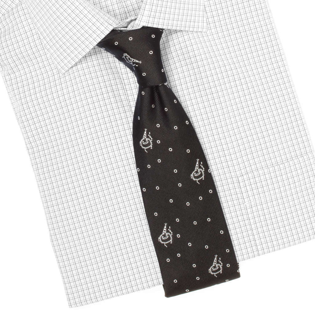 "Party Monster" Patterned Silk Embroidered Necktie, Made in the USA by Soxfords