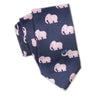 Pink Elephant Patterned Silk Embroidered Necktie, Made in the USA by Soxfords